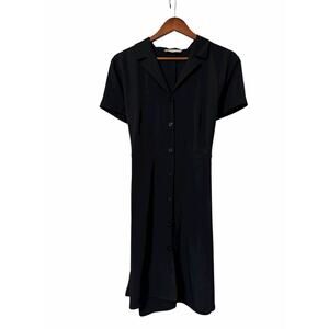 Everlane Black Button Front Shirt Dress Size 12 Back Tie